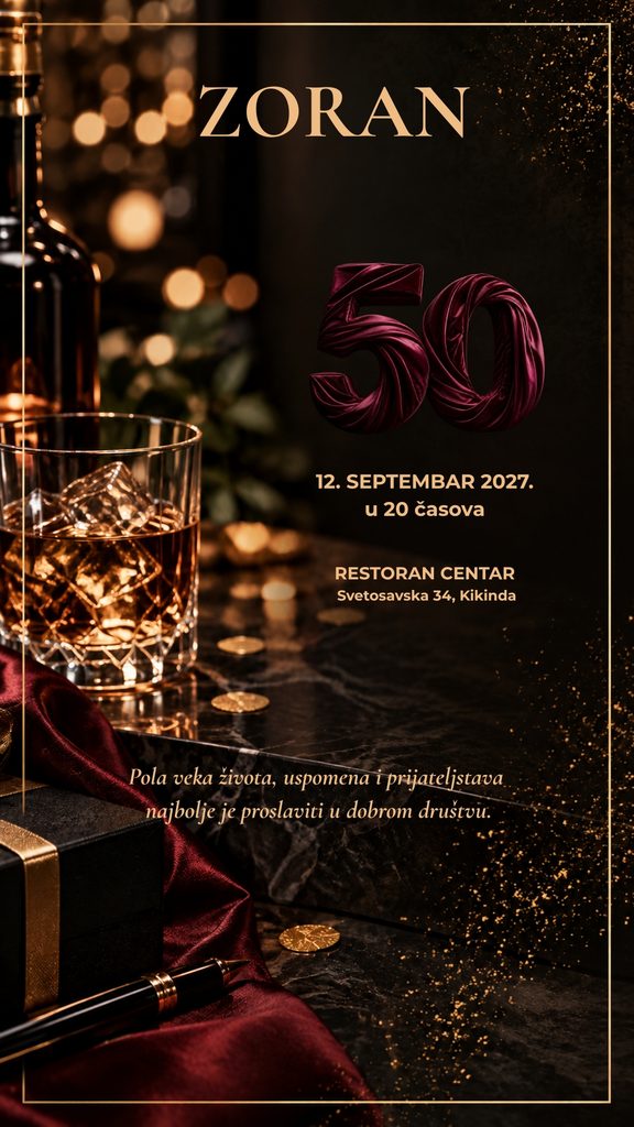 digitalna pozivnica za 50. rođendan